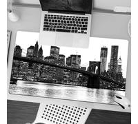 QRFASFZO Tapis de Souris Gaming - 30x80 cm - Tapis de Souris Esports - Ne Glisse jamais - Couverture complète du Bureau - Moderne, Pont de Brooklyn, Coucher de Soleil avec Manhattan, Ville américaine