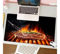 QRFASFZO Tapis de Souris Gaming - 30x80 cm - Tapis de Souris Esports - Ne Glisse jamais - Couverture complète du Bureau - Entrecôte de bœuf grillée au romarin, Poivre et sel - Barbecue