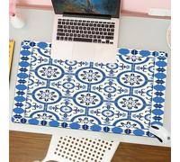 QRFASFZO Tapis de Souris Gaming - 30x80 cm - Tapis de Souris Esports - Ne Glisse jamais - Couverture complète du Bureau - Motifs de mosaïque arabesques d'inspiration Marocaine-Orientale-Turque au des