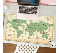 QRFASFZO Tapis de Souris Gaming - 30x80 cm - Tapis de Souris Esports - Ne Glisse jamais - Couverture complète du Bureau - Décor Wanderlust, Carte du Monde de Style rétro avec Un