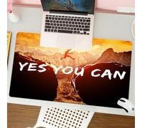QRFASFZO Tapis de Souris Gaming - 30x80 cm - Tapis de Souris Esports - Ne Glisse jamais - Couverture complète du Bureau - Oui, Vous Pouvez, Citations inspirantes et motivantes sur Le thème de l'escal