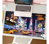 QRFASFZO Tapis de Souris Gaming - 30x80 cm - Tapis de Souris Esports - Ne Glisse jamais - Couverture complète du Bureau - Théâtres Broadway et Panneaux LED animés à New York, Times Square, États-Unis