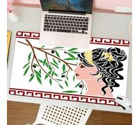 QRFASFZO Tapis de Souris Gaming - 30x80 cm - Tapis de Souris Esports - Ne Glisse jamais - Couverture complète du Bureau - Art Grec, caractéristiques féminines avec des coiffures complexes, dans Un ca