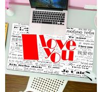 QRFASFZO Tapis de Souris Gaming - 30x80 cm - Tapis de Souris Esports - Ne Glisse jamais - Couverture complète du Bureau - Je t'aime, Journal stylisé International Saint-Valentin Mots contemporains Bo
