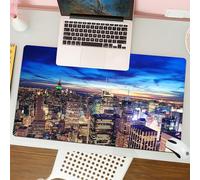 QRFASFZO Tapis de Souris Gaming - 30x80 cm - Tapis de Souris Esports - Ne Glisse jamais - Couverture complète du Bureau - crépuscule avec des Nuages colorés Empire State et des Gratte-ciels du Centre