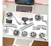 QRFASFZO Tapis de Souris Gaming - 30x80 cm - Tapis de Souris Esports - Ne Glisse jamais - Couverture complète du Bureau - Cinéma, Illustration en Niveaux de Gris sur Le thème de l'industrie cinématog