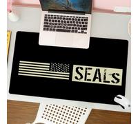 QRFASFZO Tapis de Souris Gaming - 30x80 cm - Tapis de Souris Esports - Ne Glisse jamais - Couverture complète du Bureau - Sceau commémoratif, Graphique avec Le Drapeau américain et Le Mot « Sceau » p