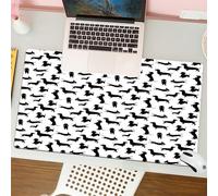 QRFASFZO Tapis de Souris Gaming - 30x80 cm - Tapis de Souris Esports - Ne Glisse jamais - Couverture complète du Bureau - Amoureux des Chiens, teckels monochromes dans de Nombreuses Positions Vie act