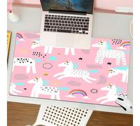 QRFASFZO Tapis de Souris Gaming - 30x80 cm - Tapis de Souris Esports - Ne Glisse jamais - Couverture complète du Bureau - avec des Licornes Magiques et Un Arc-en-Ciel. Fond de Conte de fées enfantin