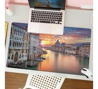 QRFASFZO Tapis de Souris Gaming - 30x80 cm - Tapis de Souris Esports - Ne Glisse jamais - Couverture complète du Bureau - Ville, Image du Grand Canal à Venise, Horizon, intérieurs de Villes européenn