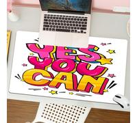 QRFASFZO Tapis de Souris Gaming - 30x80 cm - Tapis de Souris Esports - Ne Glisse jamais - Couverture complète du Bureau - Art, « Oui, tu Peux » Couleurs Vives et étoiles pour décorer l'arrière-Plan,