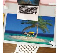 QRFASFZO Tapis de Souris Gaming - 30x80 cm - Tapis de Souris Esports - Ne Glisse jamais - Couverture complète du Bureau - Plage Tropicale, Une Chaise de Plage relaxante avec Une Boisson, nichée sur d