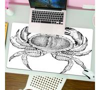 QRFASFZO Tapis de Souris Gaming - 30x80 cm - Tapis de Souris Esports - Ne Glisse jamais - Couverture complète du Bureau - Décoration de Crabe, représentation en Noir et Blanc d'un Crabe, Gravure Vint