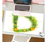 QRFASFZO Tapis de Souris Gaming - 30x80 cm - Tapis de Souris Esports - Ne Glisse jamais - Couverture complète du Bureau - Lettres Faites de Fleurs et d'herbe isolées sur Blanc