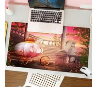 QRFASFZO Tapis de Souris Gaming - 30x80 cm - Tapis de Souris Esports - Ne Glisse jamais - Couverture complète du Bureau - Enfants, Conte de fées Fantastique Princesse Palais carrosse Magique Nuit éto