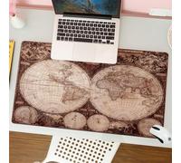 QRFASFZO Tapis de Souris Gaming - 30x80 cm - Tapis de Souris Esports - Ne Glisse jamais - Couverture complète du Bureau - Carte du Monde Vintage Wanderlust par, Image d'une Vieille Carte dans Le Styl