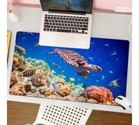 QRFASFZO Tapis de Souris Gaming - 30x80 cm - Tapis de Souris Esports - Ne Glisse jamais - Couverture complète du Bureau - Océan, Vieux Banc de Tortues Tropicales nageant