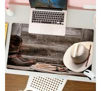 QRFASFZO Tapis de Souris Gaming - 30x80 cm - Tapis de Souris Esports - Ne Glisse jamais - Couverture complète du Bureau - Western, Articles de rodéo américains Authentiques Lasso Chapeau Bottes Fer à