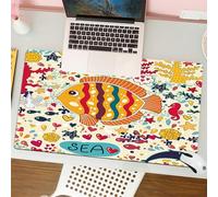 QRFASFZO Tapis de Souris Gaming - 30x80 cm - Tapis de Souris Esports - Ne Glisse jamais - Couverture complète du Bureau - Monde sous-Marin de Dessin animé, Un Poisson coloré nage Entre des éléments m
