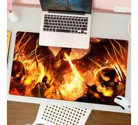 QRFASFZO Tapis de Souris Gaming - 30x80 cm - Tapis de Souris Esports - Ne Glisse jamais - Couverture complète du Bureau - Un Dragon Noir Furieux détruit l'armée des Morts-Vivants avec Un Souffle de f