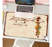 QRFASFZO Tapis de Souris Gaming - 30x80 cm - Tapis de Souris Esports - Ne Glisse jamais - Couverture complète du Bureau - Femme Africaine, Illustration Vintage sur Le thème de l'Afrique
