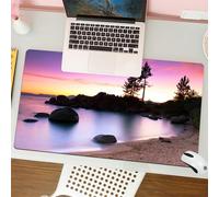 QRFASFZO Tapis de Souris Gaming - 30x80 cm - Tapis de Souris Esports - Ne Glisse jamais - Couverture complète du Bureau - Une scène Tranquille où Le Coucher de Soleil Peint Le Ciel dans des Tons Viol