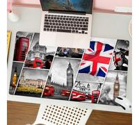 QRFASFZO Tapis de Souris Gaming - 30x80 cm - Tapis de Souris Esports - Ne Glisse jamais - Couverture complète du Bureau - Ville, Collection de Monuments londoniens, de bâtiments historiques et de Ban