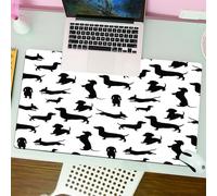 QRFASFZO Tapis de Souris Gaming - 30x80 cm - Tapis de Souris Esports - Ne Glisse jamais - Couverture complète du Bureau - Amoureux des Chiens, teckels monochromes dans de Nombreuses Positions Vie act