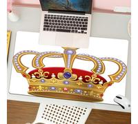 QRFASFZO Tapis de Souris Gaming - 30x80 cm - Tapis de Souris Esports - Ne Glisse jamais - Couverture complète du Bureau - Roi, Couronne Royale avec Image Semblable à Une Pierre précieuse, Symbole de