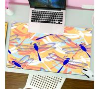 QRFASFZO Tapis de Souris Gaming - 30x80 cm - Tapis de Souris Esports - Ne Glisse jamais - Couverture complète du Bureau - Libellule, Grandes Figures de libellules répétitives et inégales avec Deux pa