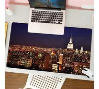 QRFASFZO Tapis de Souris Gaming - 30x80 cm - Tapis de Souris Esports - Ne Glisse jamais - Couverture complète du Bureau - New York, New York la Nuit Empire Building dans Le VI