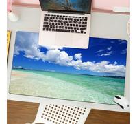 QRFASFZO Tapis de Souris Gaming - 30x80 cm - Tapis de Souris Esports - Ne Glisse jamais - Couverture complète du Bureau - Paysage de Plage, Un Littoral immaculé, sous Un Ciel Bleu Vif, Une Eau turquo
