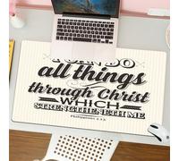 QRFASFZO Tapis de Souris Gaming - 30x80 cm - Tapis de Souris Esports - Ne Glisse jamais - Couverture complète du Bureau - Lettrage biblique, Art chrétien, Je Peux Tout par celui Qui me fortifie, Phil