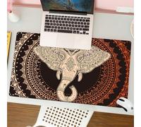 QRFASFZO Tapis de Souris Gaming - 30x80 cm - Tapis de Souris Esports - Ne Glisse jamais - Couverture complète du Bureau - Art Mandala d'éléphant bohème avec Portrait d'éléphant stylisé entouré de Mot