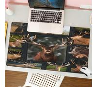 QRFASFZO Tapis de Souris Gaming - 30x80 cm - Tapis de Souris Esports - Ne Glisse jamais - Couverture complète du Bureau - Portraits de Cerfs majestueux, diverses Photos de Cerfs, mettant en Valeur Le