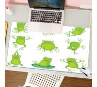 QRFASFZO Tapis de Souris Gaming - 30x80 cm - Tapis de Souris Esports - Ne Glisse jamais - Couverture complète du Bureau - Une Jolie Grenouille Verte Montre différentes Actions sur Un Fond Blanc simpl