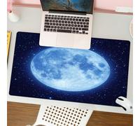 QRFASFZO Tapis de Souris Gaming - 30x80 cm - Tapis de Souris Esports - Ne Glisse jamais - Couverture complète du Bureau - Paysage Lunaire, Pleine Lune Bleue, Occupant Le Ciel de l'univers Sombre, sau