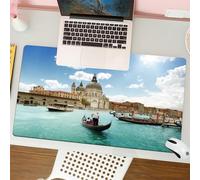 QRFASFZO Tapis de Souris Gaming - 30x80 cm - Tapis de Souris Esports - Ne Glisse jamais - Couverture complète du Bureau - Photo de Venise, gondoles vénitiennes et Lagune adriatique, Italie Urbaine