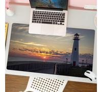 QRFASFZO Tapis de Souris Gaming - 30x80 cm - Tapis de Souris Esports - Ne Glisse jamais - Couverture complète du Bureau - Décoration de Phare, Lever de Soleil du Michigan Le Long des rives du magnifi