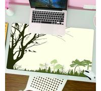 QRFASFZO Tapis de Souris Gaming - 30x80 cm - Tapis de Souris Esports - Ne Glisse jamais - Couverture complète du Bureau - Forêt, thème Nature Le Panorama d'un Motif de forêt Oiseaux sur des Branches