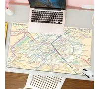QRFASFZO Tapis de Souris Gaming - 30x80 cm - Tapis de Souris Esports - Ne Glisse jamais - Couverture complète du Bureau - Plan du métro de Paris, Une Carte Vivante montrant Le réseau Complexe et Les
