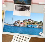 QRFASFZO Tapis de Souris Gaming - 30x80 cm - Tapis de Souris Esports - Ne Glisse jamais - Couverture complète du Bureau - Vue sur la Baie de Kastelorizo par Une journée ensoleillée d'été. Dodécanèse,
