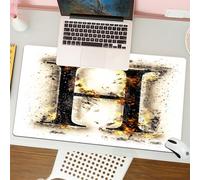 QRFASFZO Tapis de Souris Gaming - 30x80 cm - Tapis de Souris Esports - Ne Glisse jamais - Couverture complète du Bureau - Lettre H, Symbole H en feu, Alphabet Design