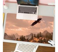 QRFASFZO Tapis de Souris Gaming - 30x80 cm - Tapis de Souris Esports - Ne Glisse jamais - Couverture complète du Bureau - Un vautour survolant Un Paysage de Montagne forestière avec Un Ciel Nuageux d