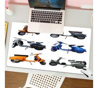 QRFASFZO Tapis de Souris Gaming - 30x80 cm - Tapis de Souris Esports - Ne Glisse jamais - Couverture complète du Bureau - Scooter Vintage coloré et Amusant. Design Graphique Contemporain. Décoratif,