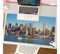 QRFASFZO Tapis de Souris Gaming - 30x80 cm - Tapis de Souris Esports - Ne Glisse jamais - Couverture complète du Bureau - Panorama de la Ville de New York sur la rivière Hudson avec l'empire State Bu