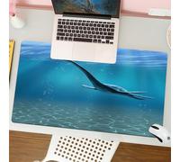QRFASFZO Tapis de Souris Gaming - 30x80 cm - Tapis de Souris Esports - Ne Glisse jamais - Couverture complète du Bureau - Décor Jurassique, Dinosaure Aquatique L'Elasmosaurus a vécu au Crétacé