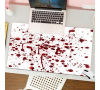 QRFASFZO Tapis de Souris Gaming - 30x80 cm - Tapis de Souris Esports - Ne Glisse jamais - Couverture complète du Bureau - Taches et Sang sur Fond Blanc, imprimé sur Le thème d'halloween