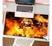QRFASFZO Tapis de Souris Gaming - 30x80 cm - Tapis de Souris Esports - Ne Glisse jamais - Couverture complète du Bureau - dans l'incendie, Un Pompier Recherche d'éventuels survivants