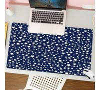QRFASFZO Tapis de Souris Gaming - 30x80 cm - Tapis de Souris Esports - Ne Glisse jamais - Couverture complète du Bureau - Répétez Le Motif d'étoiles Blanches sur Fond Bleu foncé, créant Un Ciel noctu